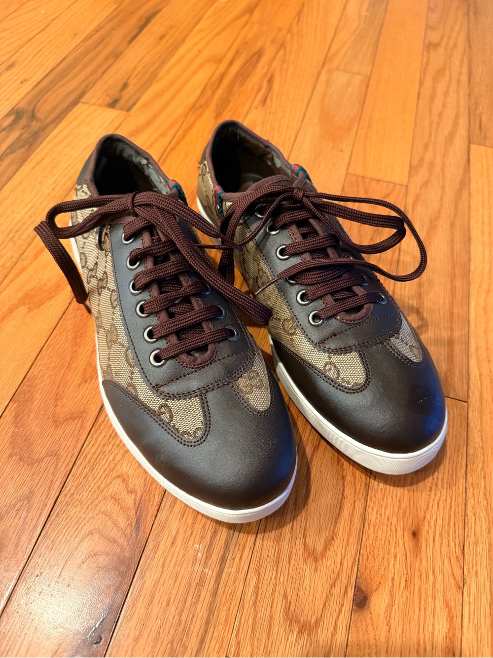 Gucci Brown & Beige GG Canvas Low-Top Sneakers
